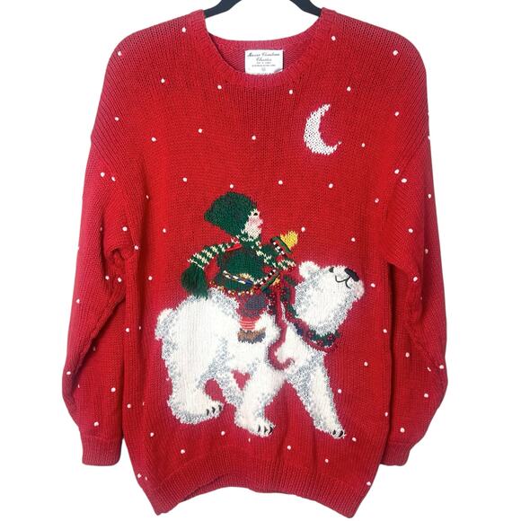Maria Christina Classics Mary Engelbreit Polar Bear Christmas Sweater Medium - Picture 1 of 11